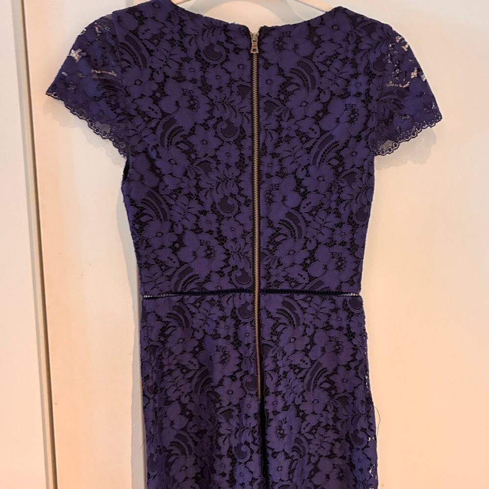 Alice + Olivia Navy Blue Lace Mariam Wise Leg Jumpsuit Sz 0 - Picture 4 of 11